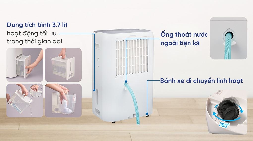 Máy hút ẩm kết hợp lọc không khí Daikin 23 lít/ngày JPF12AV2 - Dung tích bình chứa