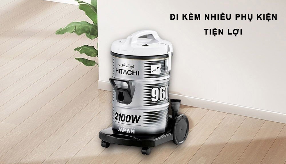 Máy hút bụi công nghiệp Hitachi 2100W 21 lít CV-960F Xuất xứ Thái Lan - Đi kèm nhiều phụ kiện