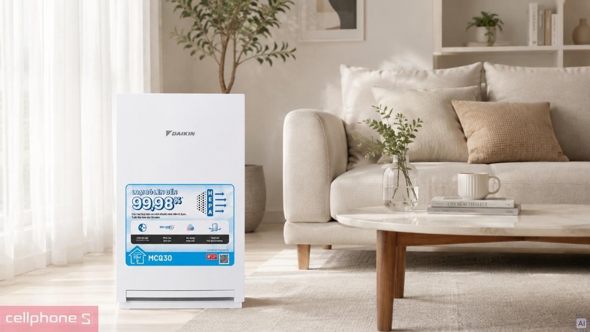 Máy lọc không khí Daikin HEPA 23m² MCQ30ZVM7 Nhập khẩu Malaysia - Thiết kế nhỏ gọn, cấu trúc