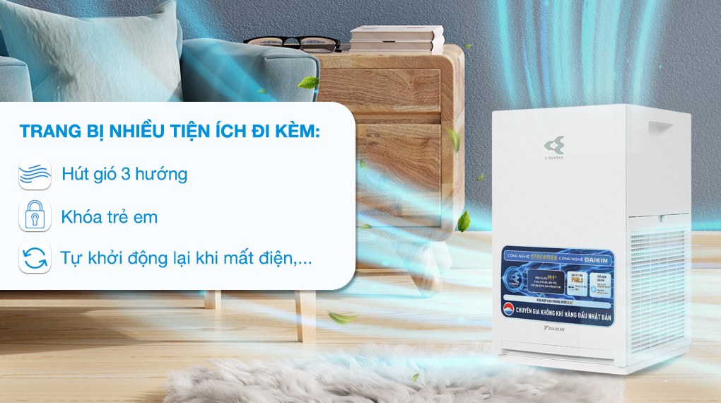 Máy lọc không khí Daikin Streamer 23m² MC30YVM7 Nhập khẩu Malaysia - Tiện ích