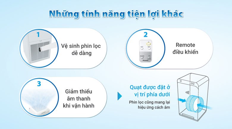 Máy lọc không khí Daikin Streamer 41m² MC55UVM6 - Tích hợp các tính năng tiện lợi khác
