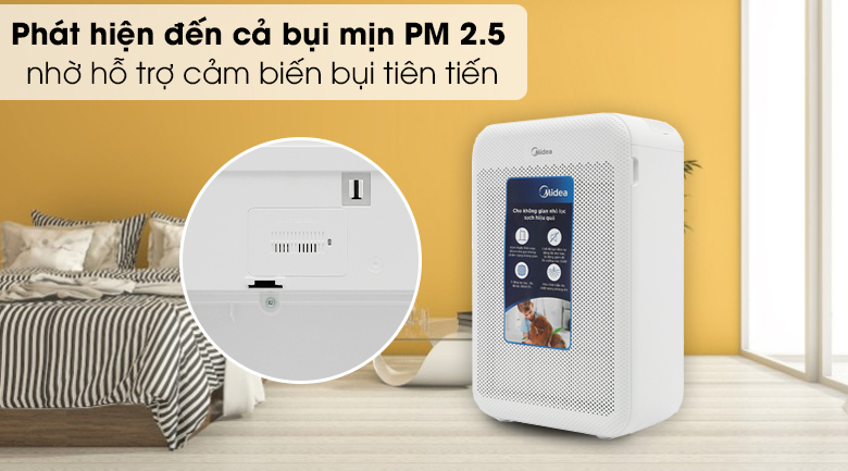 Máy lọc không khí Midea MAP-350GS1 - Phát hiện đến cả bụi mịn PM 2.5 nhờ hỗ trợ cảm biến bụi tiên tiến Máy lọc không khí Midea MAP-350GS1 - Phát hiện đến cả bụi mịn PM 2.5 nhờ hỗ trợ cảm biến bụi tiên tiến
