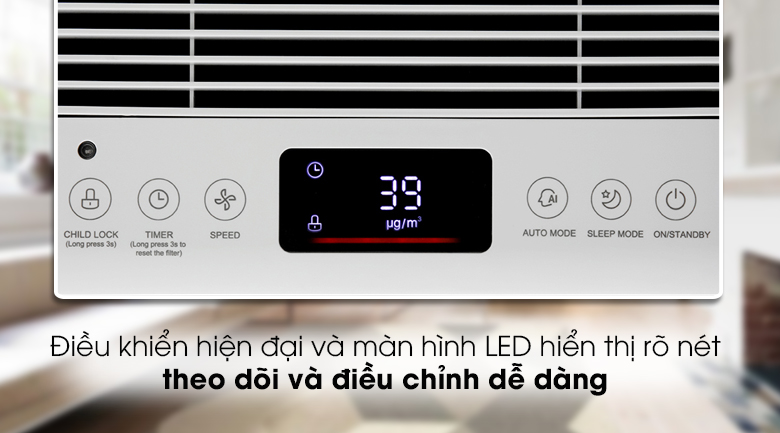 Máy lọc không khí Midea MAP-350GS1 - Điều khiển hiện đại có màn hình LED hiển thị các thông số rõ ràng Máy lọc không khí Midea MAP-350GS1 - Điều khiển hiện đại có màn hình LED hiển thị các thông số rõ ràng