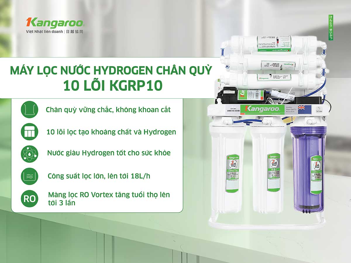 Máy lọc nước Kangaroo Hydrogen chân quỳ KGRP10 Máy lọc nước Kangaroo Hydrogen chân quỳ KGRP10