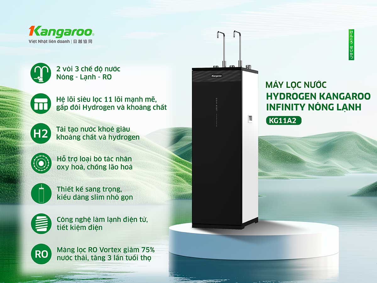 Máy lọc nước Kangaroo Hydrogen Infinity nóng lạnh KG11A2 Máy lọc nước Kangaroo Hydrogen Infinity nóng lạnh KG11A2