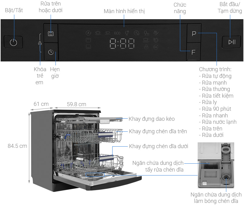 Máy rửa bát độc lập Hafele HDW-F602EB (538.21.360)