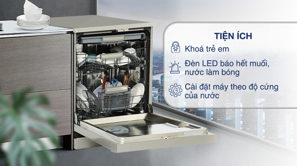 Máy rửa chén độc lập Hafele HDW F60C (533.23.200) - Tiện ích Máy rửa chén độc lập Hafele HDW F60C (533.23.200) - Tiện ích