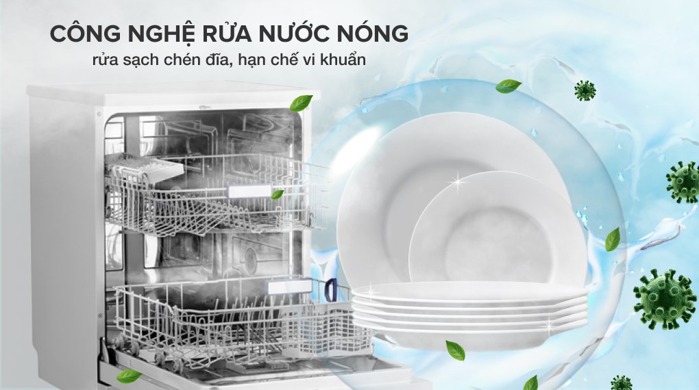 Máy rửa chén độc lập Hòa Phát HD F1306DBS TM - Công nghệ rửa nước nóng