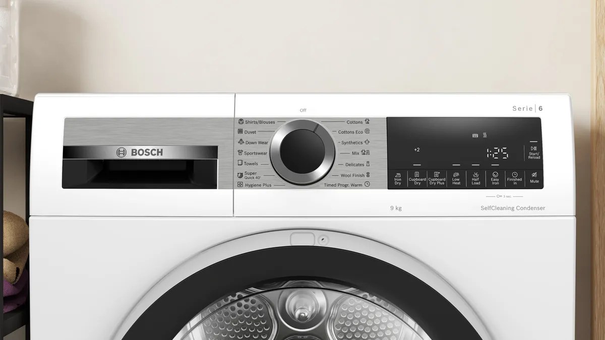 Máy Sấy Bơm Nhiệt Bosch Serie 6 9 Kg WQG24570SG Xuất xứ Ba Lan - Động cơ EcoSilence Drive, Sensitive Drying