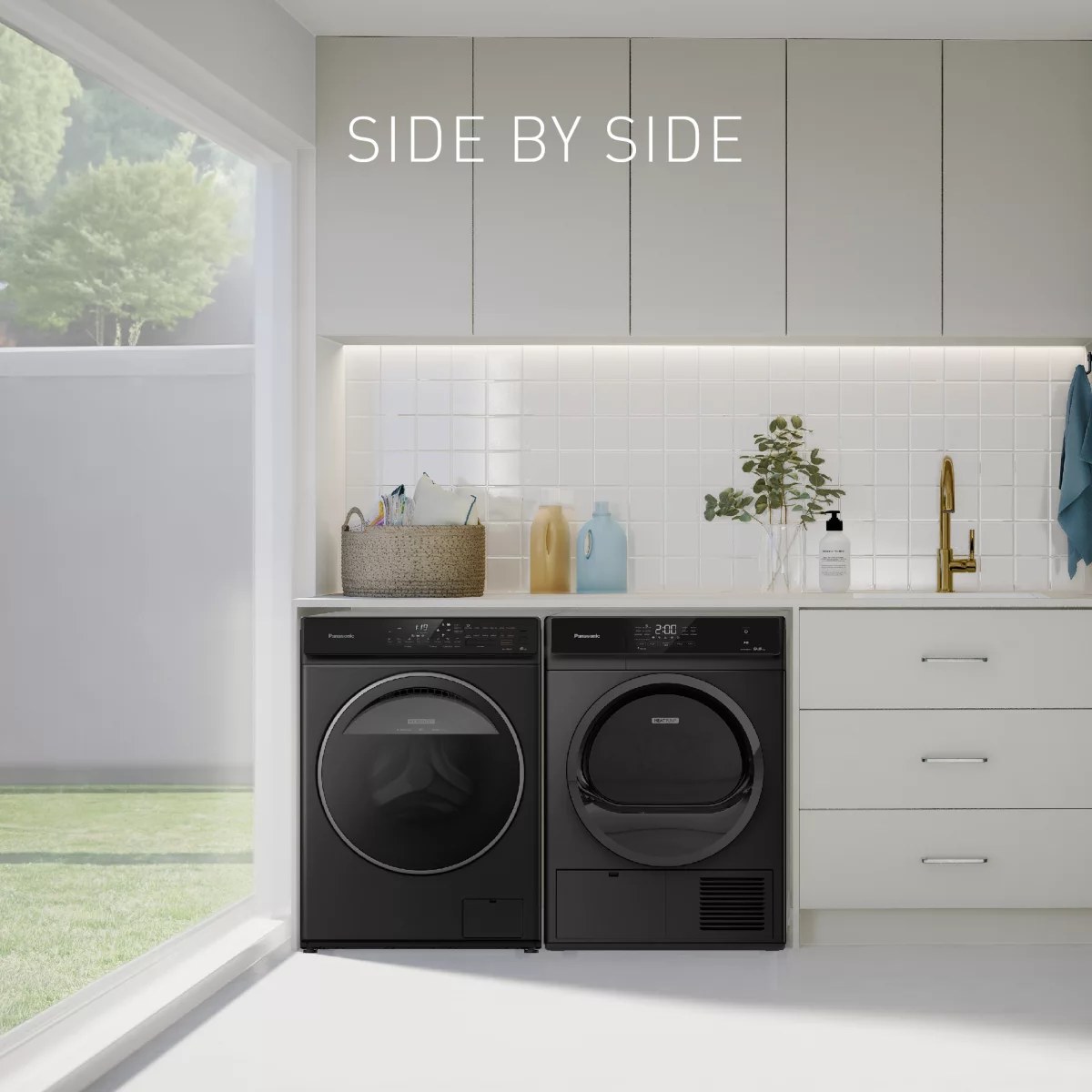 Máy sấy bơm nhiệt Panasonic 9.5 kg NH-EH95JD1BV - Linh hoạt với cách lắp đặt Side by Side