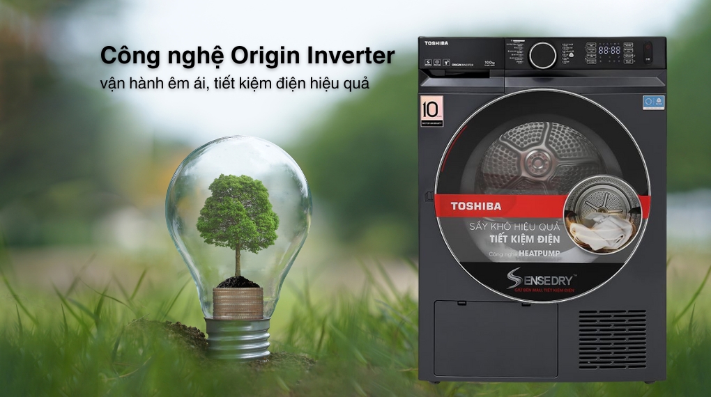 Máy sấy bơm nhiệt Toshiba 10 kg TD-BP110GHV(MG) - Công nghệ tiết kiệm điện Máy sấy bơm nhiệt Toshiba 10 kg TD-BP110GHV(MG) - Công nghệ tiết kiệm điện