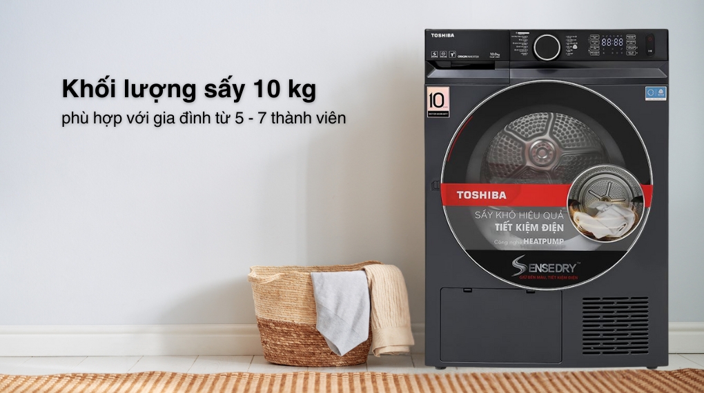 Máy sấy bơm nhiệt Toshiba 10 kg TD-BP110GHV(MG) - Khối lượng giặt Máy sấy bơm nhiệt Toshiba 10 kg TD-BP110GHV(MG) - Khối lượng giặt