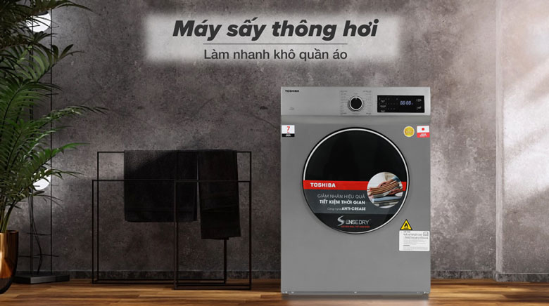 Máy sấy thông hơi Toshiba 7 kg TD-H80SEV(SK) - Sấy khô nhanh chóng và dịu nhẹ với quần áo