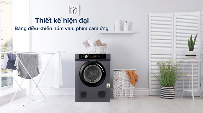 Máy sấy thông hơi Aqua 8kg AQH-V800H.SS - Thiết kế hiện đại, bảng điều khiển thân thiện