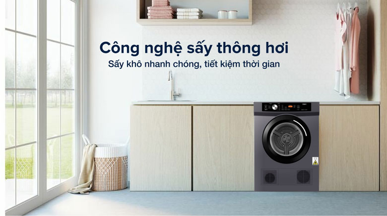 Máy sấy thông hơi Aqua 8kg AQH-V800H.SS