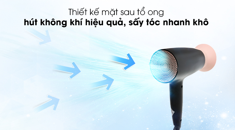 Mặt sau - Máy sấy tóc Philips BHD350/10 Máy sấy tóc Philips BHD350/10 - Mặt hút gió tổ ong