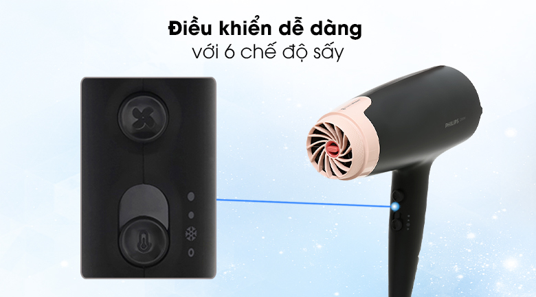 Điều khiển - Máy sấy tóc Philips BHD350/10 Máy sấy tóc Philips BHD350/10 - 6 chế độ sấy