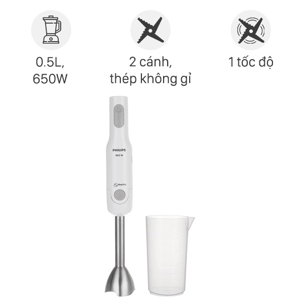 Máy xay cầm tay Philips ProMix 650W HR2534/00 - Kiểu dáng nhỏ gọn, thao tác một tay