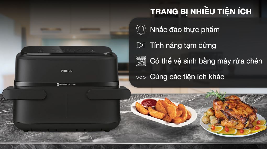 Nồi chiên không dầu hai ngăn Philips 7.1 lít NA150/00 Series 1000 - Tiện ích khác