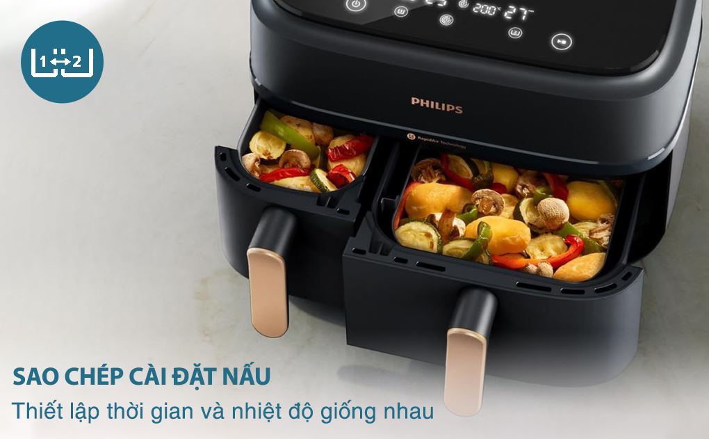 Nồi chiên không dầu Philips NA352/00 9 lít - Chức năng sao chép Nồi chiên không dầu hai ngăn Philips 9 lít NA352/00 - Sao chép cài đặt