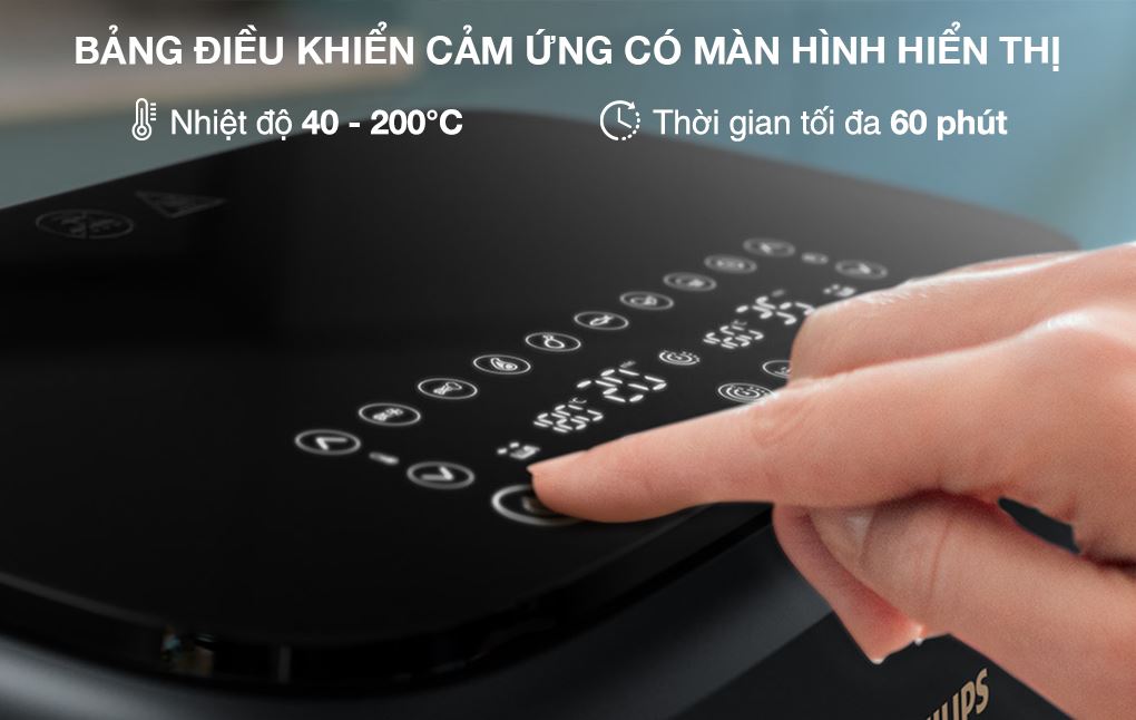 Nồi chiên không dầu hai ngăn Philips 9 lít NA352/00 - Bảng điều khiển và chương trình nấu