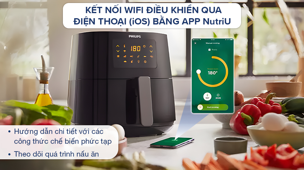 Nồi chiên không dầu Philips HD9280/90 6.2 lít - Tiện ích Nồi chiên không dầu Philips 6.2 lít HD9280/90 Series 5000 - Điều khiển qua điện thoại