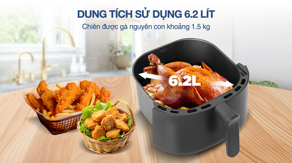 Nồi chiên không dầu Philips 6.2 lít NA130/00 Series 1000 - Dung tích 6.2 lít