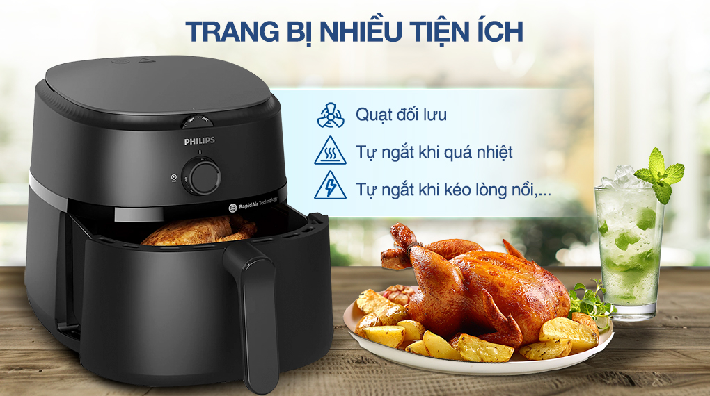 Nồi chiên không dầu Philips 6.2 lít NA130/00 Series 1000 - Tiện ích an toàn