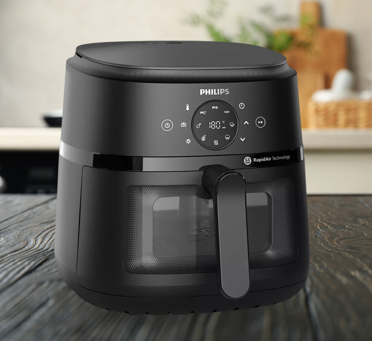 Nồi Chiên Không Dầu Philips 6.2 lít NA230/00 Series 2000 - Thiết kế màu đen, có cửa sổ kính