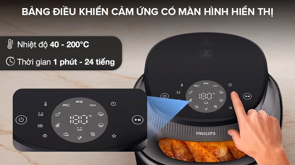 Nồi chiên không dầu Philips NA332/00 6.2 lít - Bảng điều khiển Nồi chiên không dầu Philips 6.2 lít NA332/00 - Bảng điều khiển và chương trình nấu