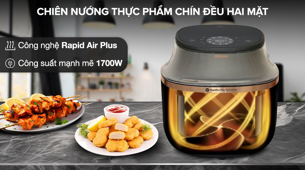 Nồi chiên không dầu Philips 6.2 lít NA332/00 - Rapid Air Plus, công suất 1700W