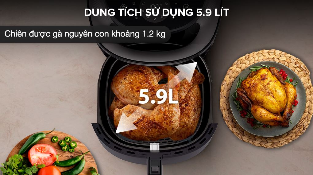 Nồi chiên không dầu Philips 6.2 lít NA332/00 - Dung tích 6.2 lít