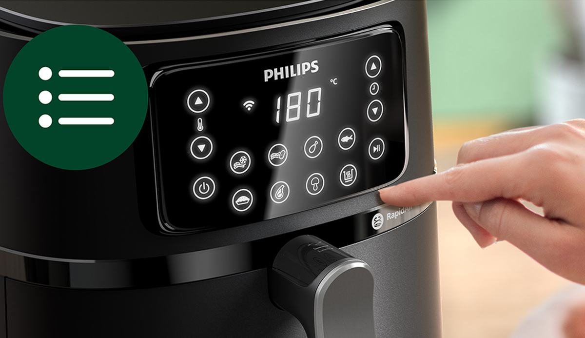 Nồi Chiên Không Dầu Philips 7.2 lít 5000 Series HD9285/90 - Bảng cảm ứng và hẹn giờ