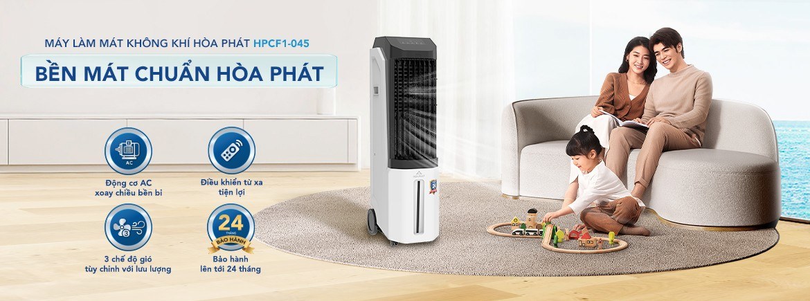 Quạt điều hòa Hòa Phát 25 lít HPCF1-045 - Làm mát bằng hơi nước tự nhiên cho phòng 15 - 20m²