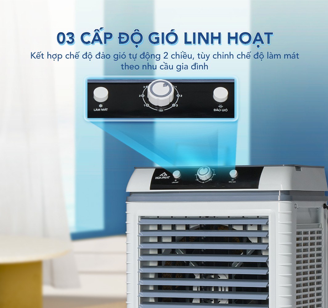 Quạt điều hòa Hòa Phát 35 lít HPCF1-022 - 3 tốc độ gió, đảo gió tự động 2 chiều