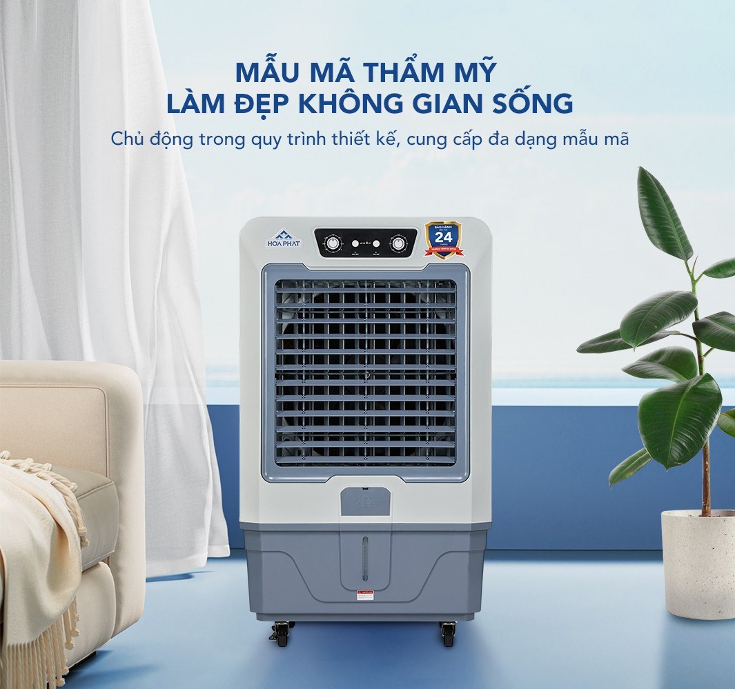 Quạt điều hòa Hòa Phát 70 lít HPCF1-072 - Thiết kế gọn, di chuyển dễ dàng