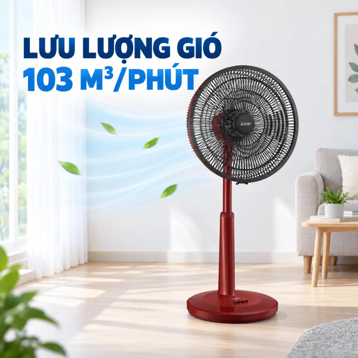 Quạt lửng Mitsubishi 3 cánh 40cm R16A-GC Hàng Thái Lan - Motor bạc đạn không chổi than