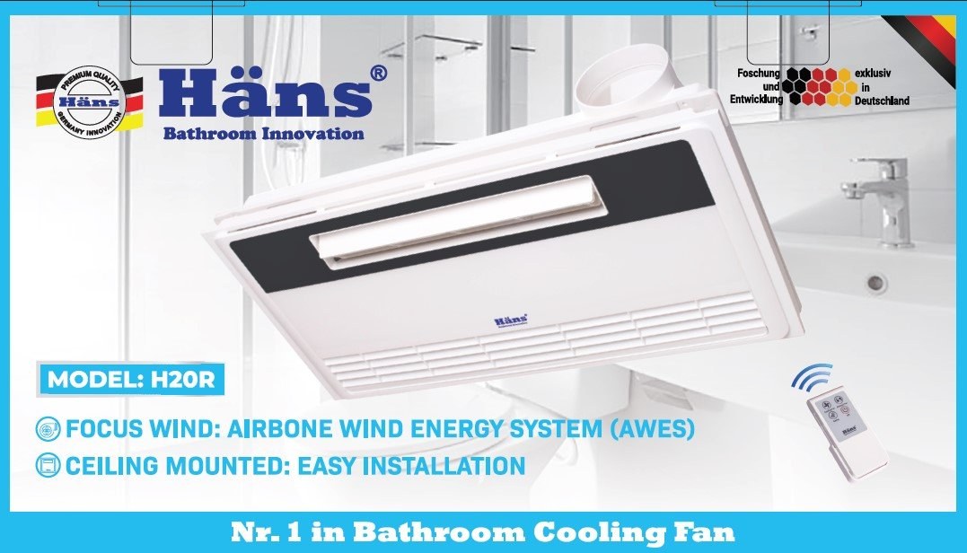 Quạt mát âm trần Hans tích hợp thông gió điều khiển từ xa 123W H20R - Chức năng thông gió, làm mát