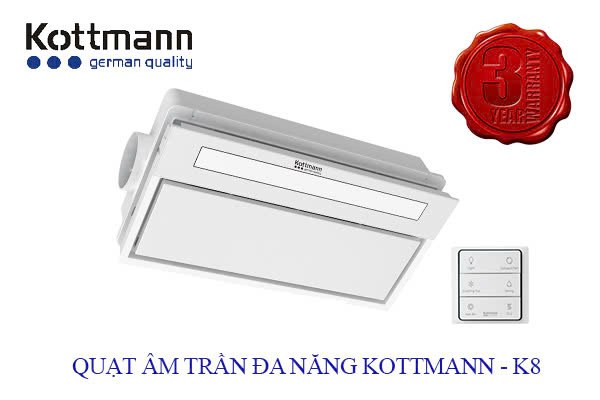 Quạt sưởi âm trần đa năng Kottmann 2900W K8 - Sưởi ấm nhanh bằng Gốm PTC ceramic