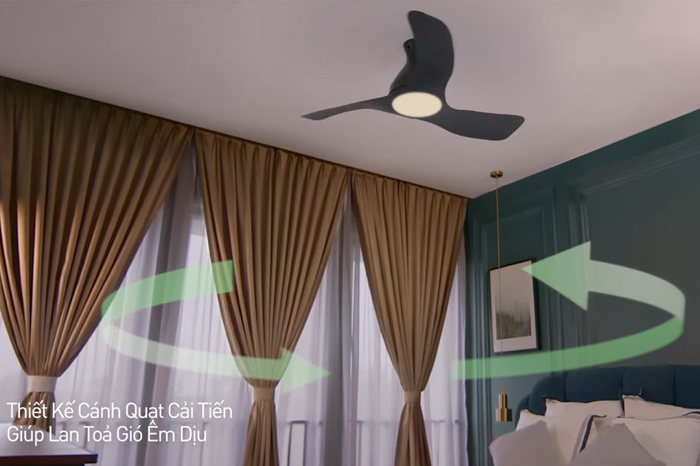 Quạt trần Panasonic 3 cánh có đèn LED điều khiển từ xa 120cm F-48DGL Nhập khẩu Malaysia - Quạt trần giảm nhiệt độ cảm nhận