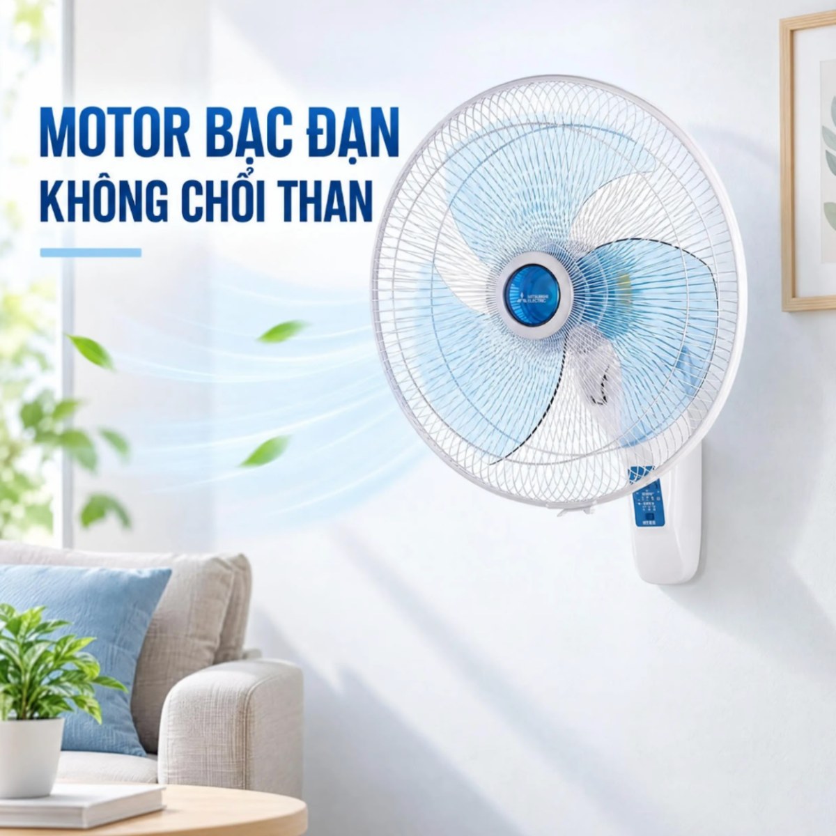Quạt treo tường Mitsubishi 3 cánh điều khiển từ xa 40cm W16-RA Hàng Thái Lan - Hẹn giờ bật/tắt chủ động thời gian vận hành