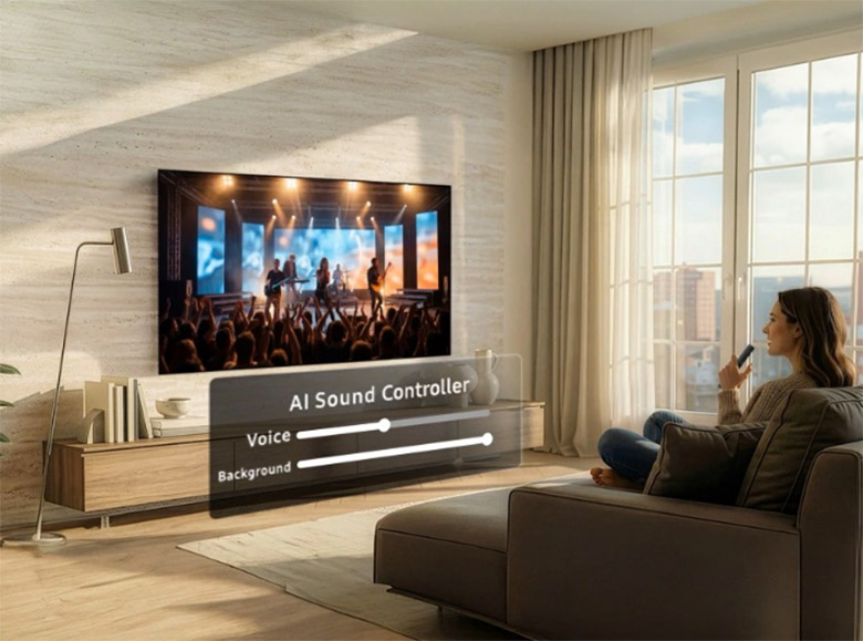 Smart Tivi Micro RGB Samsung AI 4K 65 inch MRA65R85HA - AI Sound Controller, Adaptive Sound Pro, Active Voice Amplifier Pro