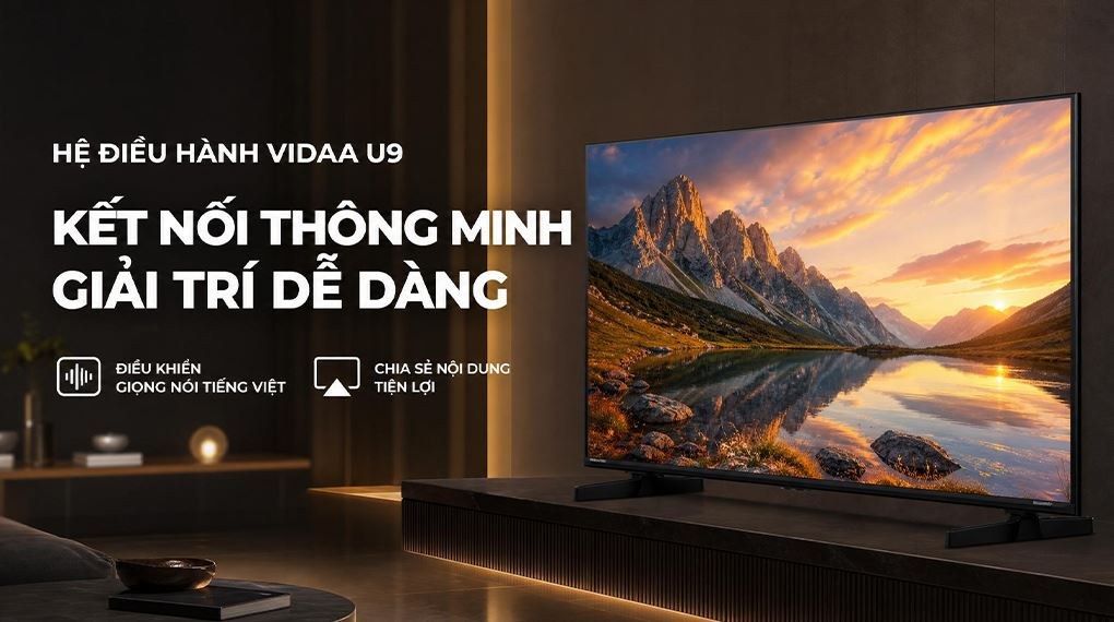 Smart Tivi Mini LED Hisense AI 4K 55 inch 55U6SE Mới 2026 - Hệ điều hành VIDAA U9, kết nối tiện lợi