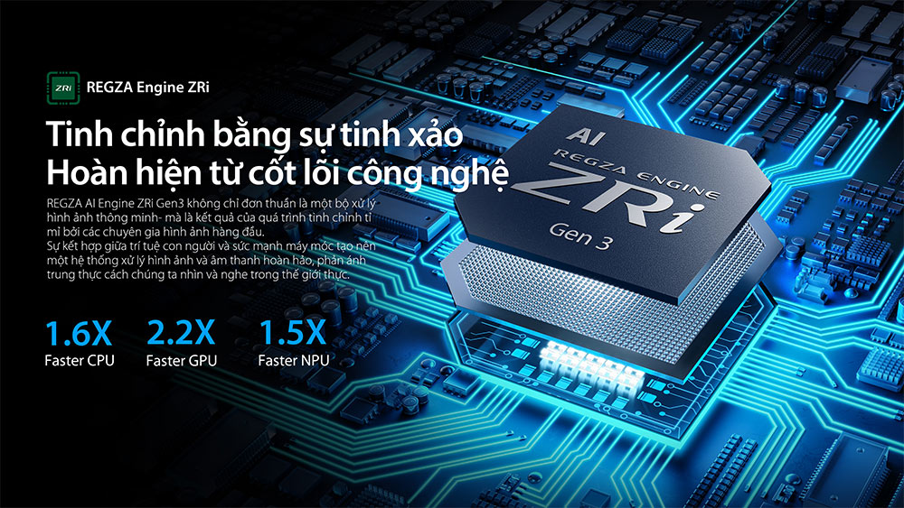 Bộ xử lý Regza Engine ZRi Tivi QLED Toshiba AI 4K 55 Inch 55Z570RP