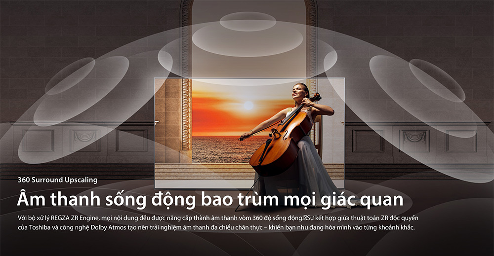 360 Surround Upscaling Tivi Toshiba AI 4K 75 Inch 75C350RP