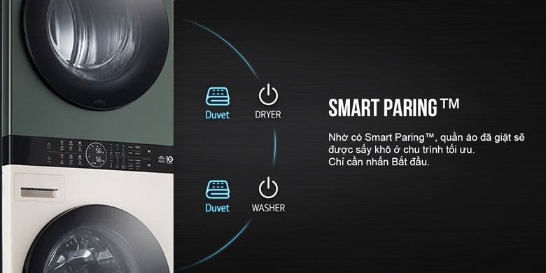 Tháp giặt sấy LG WT2517NHEG (25kg/17kg) - Smart Paring, sấy khô tối ưu
