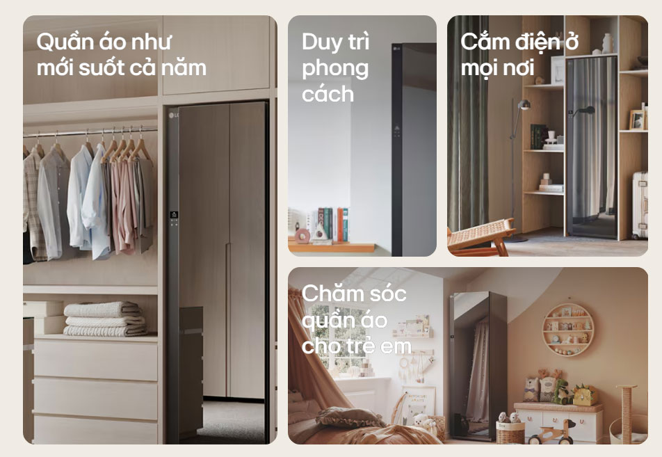 Tủ chăm sóc quần áo thông minh giúp loại bỏ bụi bẩn hiệu quả Tủ chăm sóc quần áo thông minh