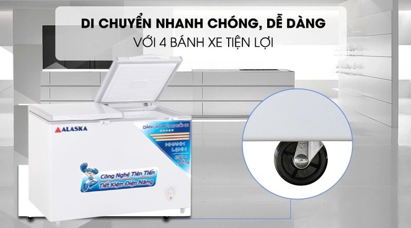 Tủ đông Alaska 1 ngăn 419 lít HB-550C - Gas R600A thân thiện môi trường, bánh xe di chuyển dễ dàng