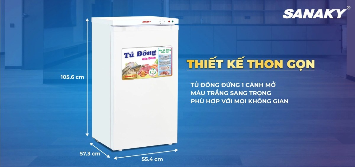 Tủ đông đứng Sanaky 118 lít VH-160VD - Kiểu dáng thon gọn tinh tế