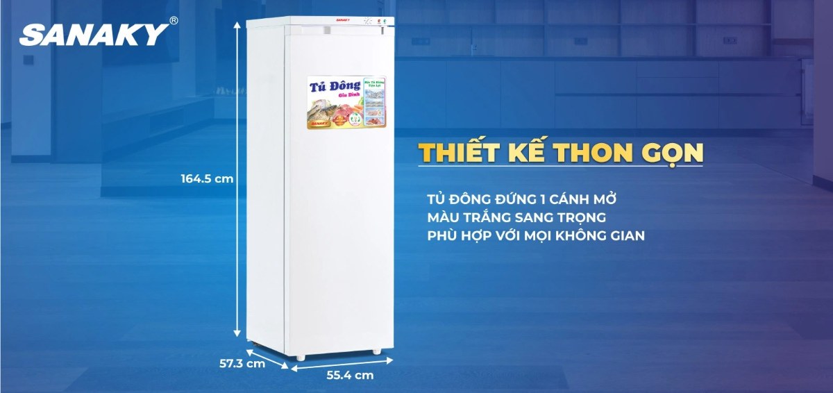 Tủ đông đứng Sanaky 213 lít VH-230VD - Kiểu dáng thon gọn tinh tế